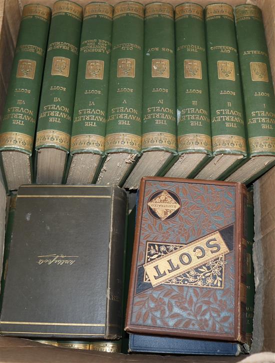 A quantity of books by Sir Walter Scott including The Waverley Novels